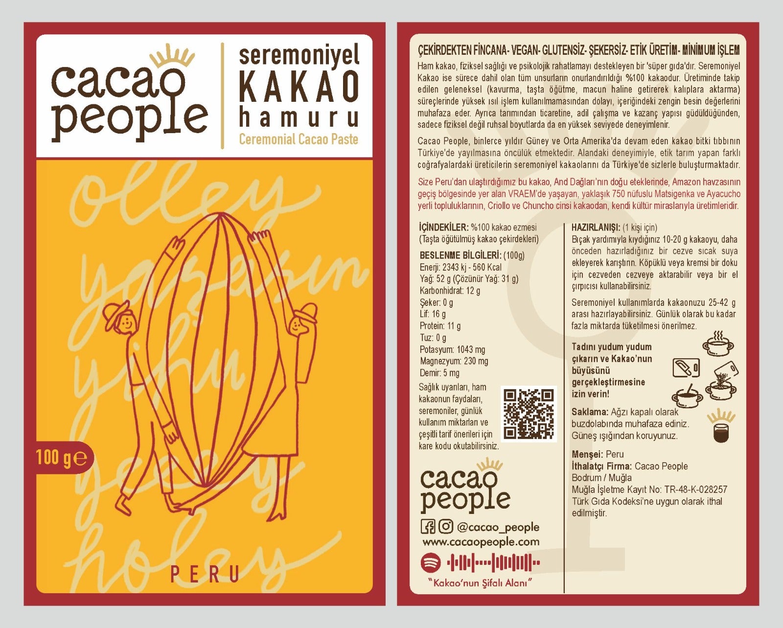 Peru Seremoniyel Kakao Hamuru