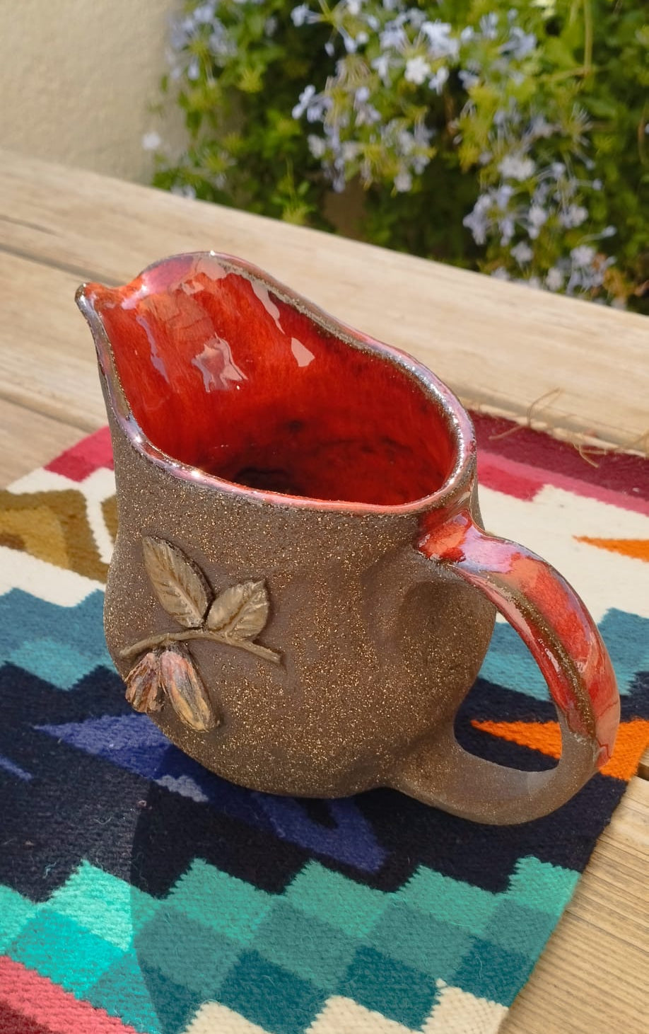 Stoneware Kakao Sürahisi Kırmızı (4 Kişilik)